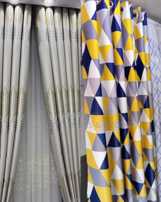 Blue-Mustard and Floral Patters Heavy Curtains