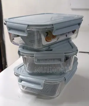 1 Pc. 1520ml Big Glass Food Storage Container (Blue )