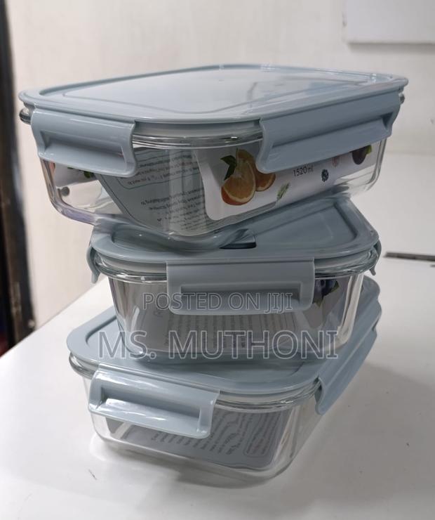 1 Pc. 1520ml Big Glass Food Storage Container (Blue ) - thumbnail 3
