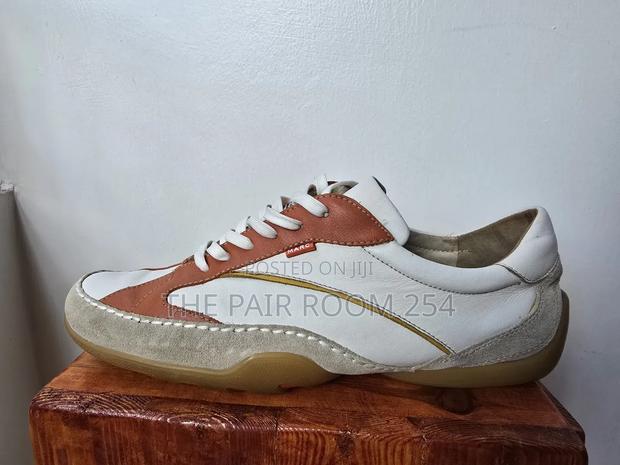 White and Brown Casual Leather Sneakers. - thumbnail 2