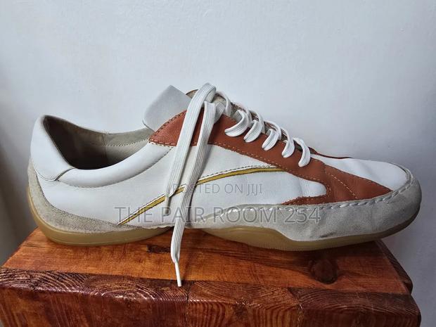 White and Brown Casual Leather Sneakers. - thumbnail 3