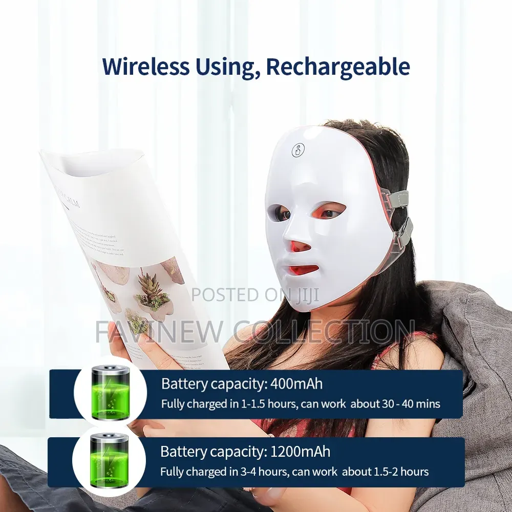Wireless 7 Colors Light Led Facial Mask Red Light Therapy Face Masks
