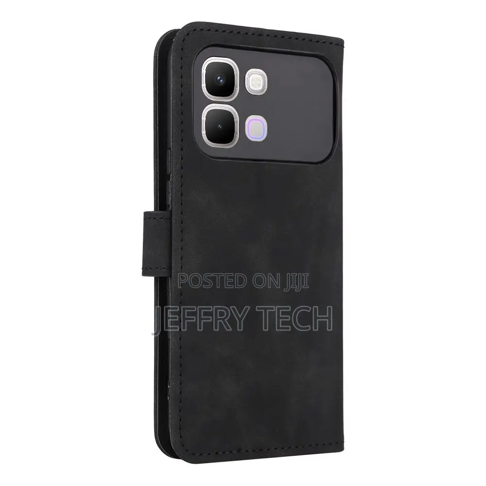 Infinix Note Edge 5g Skin Feel Magnetic Flip Leather Phone Case(Black)
