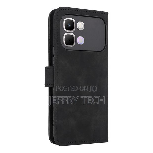 Infinix Note Edge 5g Skin Feel Magnetic Flip Leather Phone Case(Black)