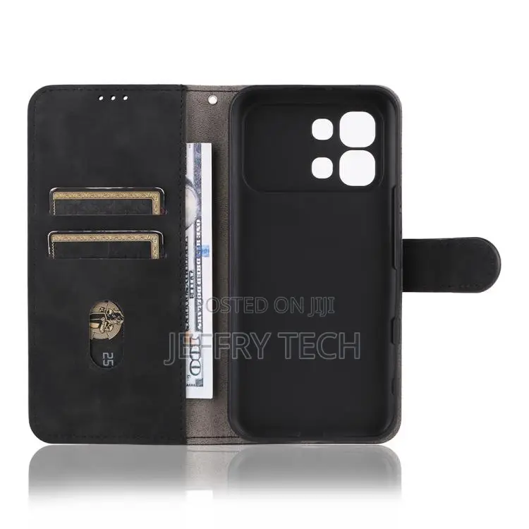 Infinix Note Edge 5g Skin Feel Magnetic Flip Leather Phone Case(Black)