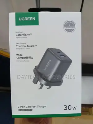 Ugreen 30w 2-Port Gan Fast Charger (Uk Plug, Space Gray) – X516