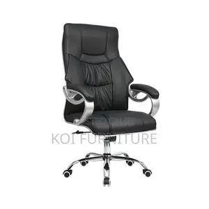 Office Chair : Ergonomic Executive Office Chair – Black Pu Leather