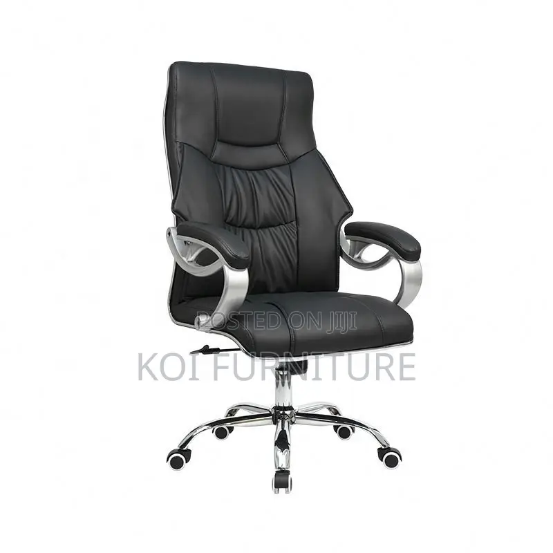Office Chair : Ergonomic Executive Office Chair – Black Pu Leather