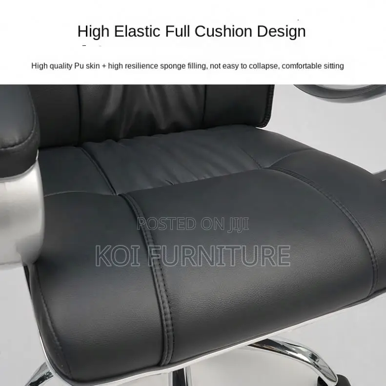 Office Chair : Ergonomic Executive Office Chair – Black Pu Leather