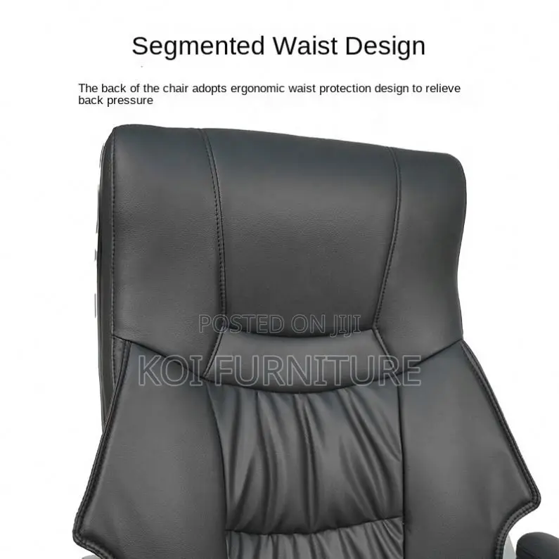 Office Chair : Ergonomic Executive Office Chair – Black Pu Leather