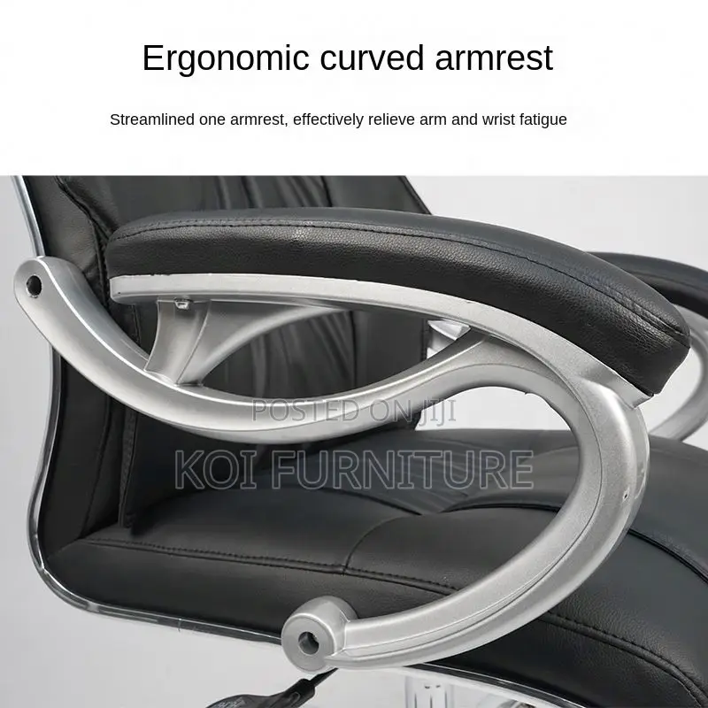Office Chair : Ergonomic Executive Office Chair – Black Pu Leather