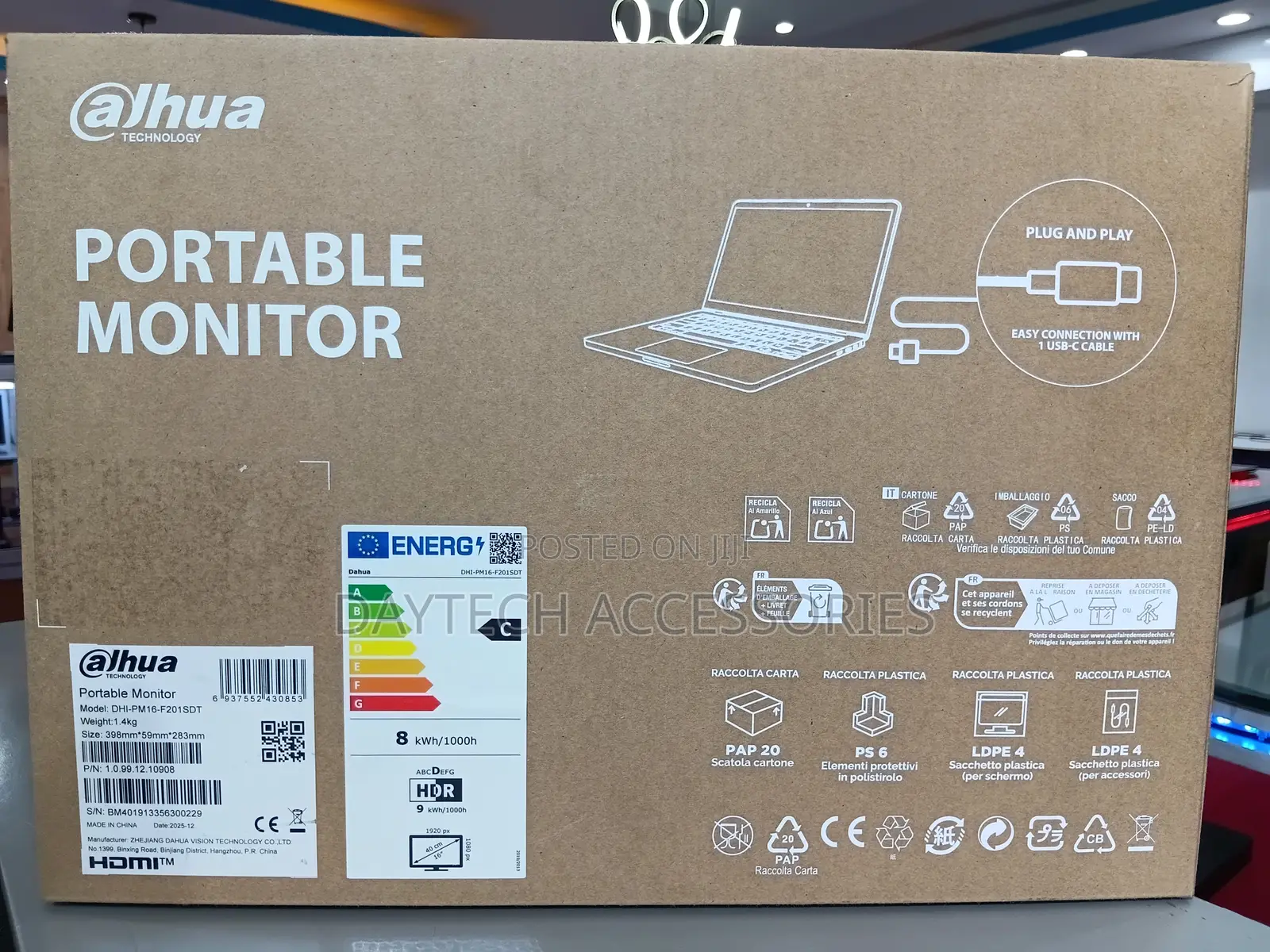 Dahua 15.6" Full Hd Touch Screen Portable Monitor.