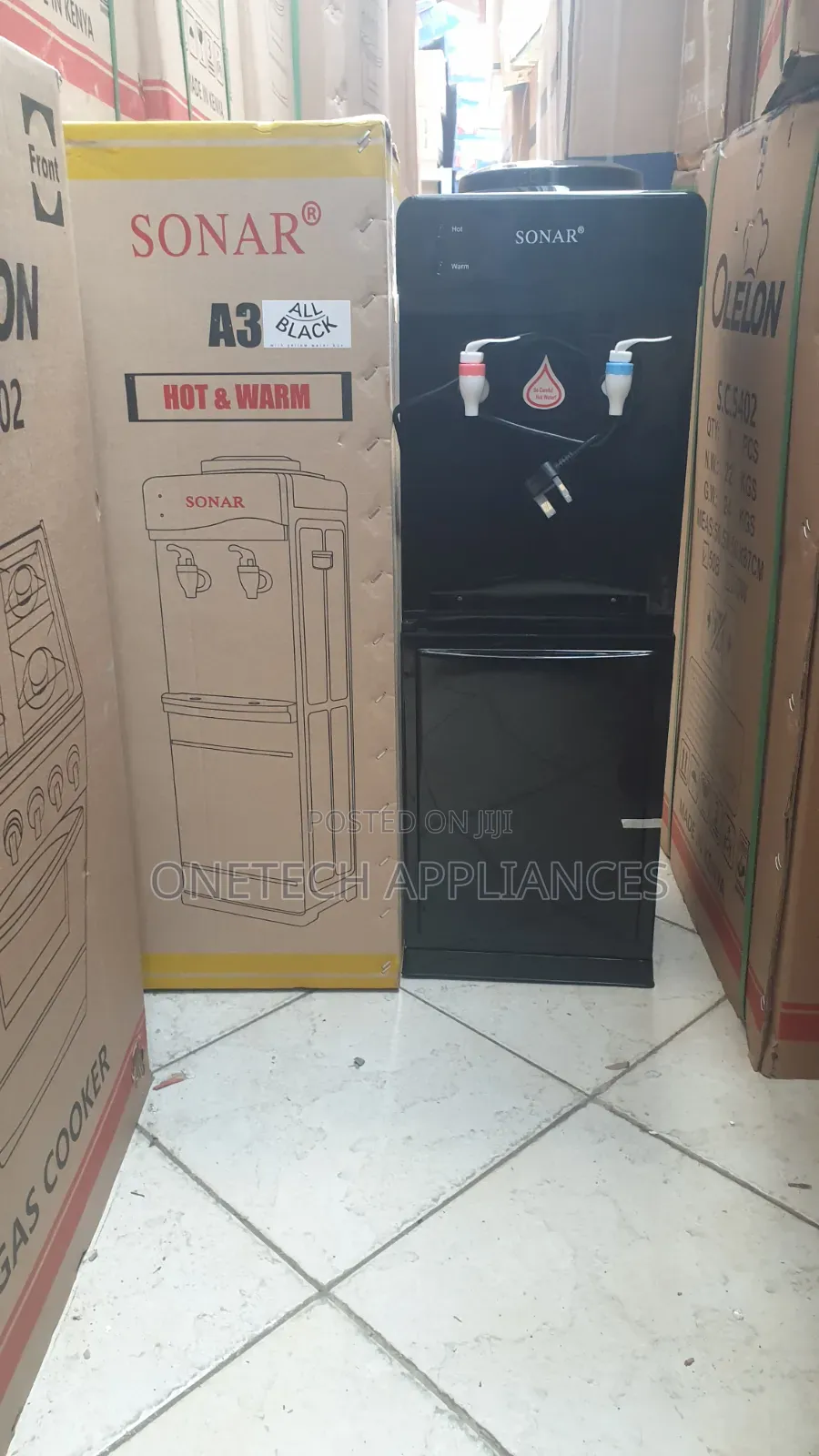 Sonar A3 Hot and Normal Standing Water Dispenser - Black (1yr Wrty)