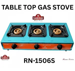 Rashnik 3-Burner Gas Cooker (Auto-Ignition, Table-Top)