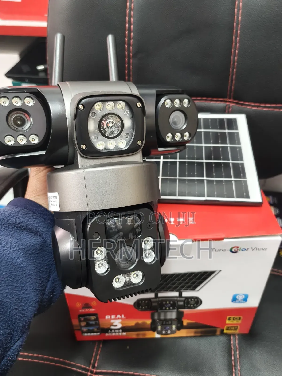 Real 3-Lens Screen Solar Powered Wifi Smart CCTV Outdoor Use