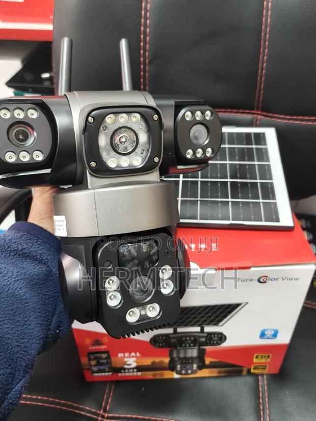 Real 3-Lens Screen Solar Powered Wifi Smart CCTV Outdoor Use