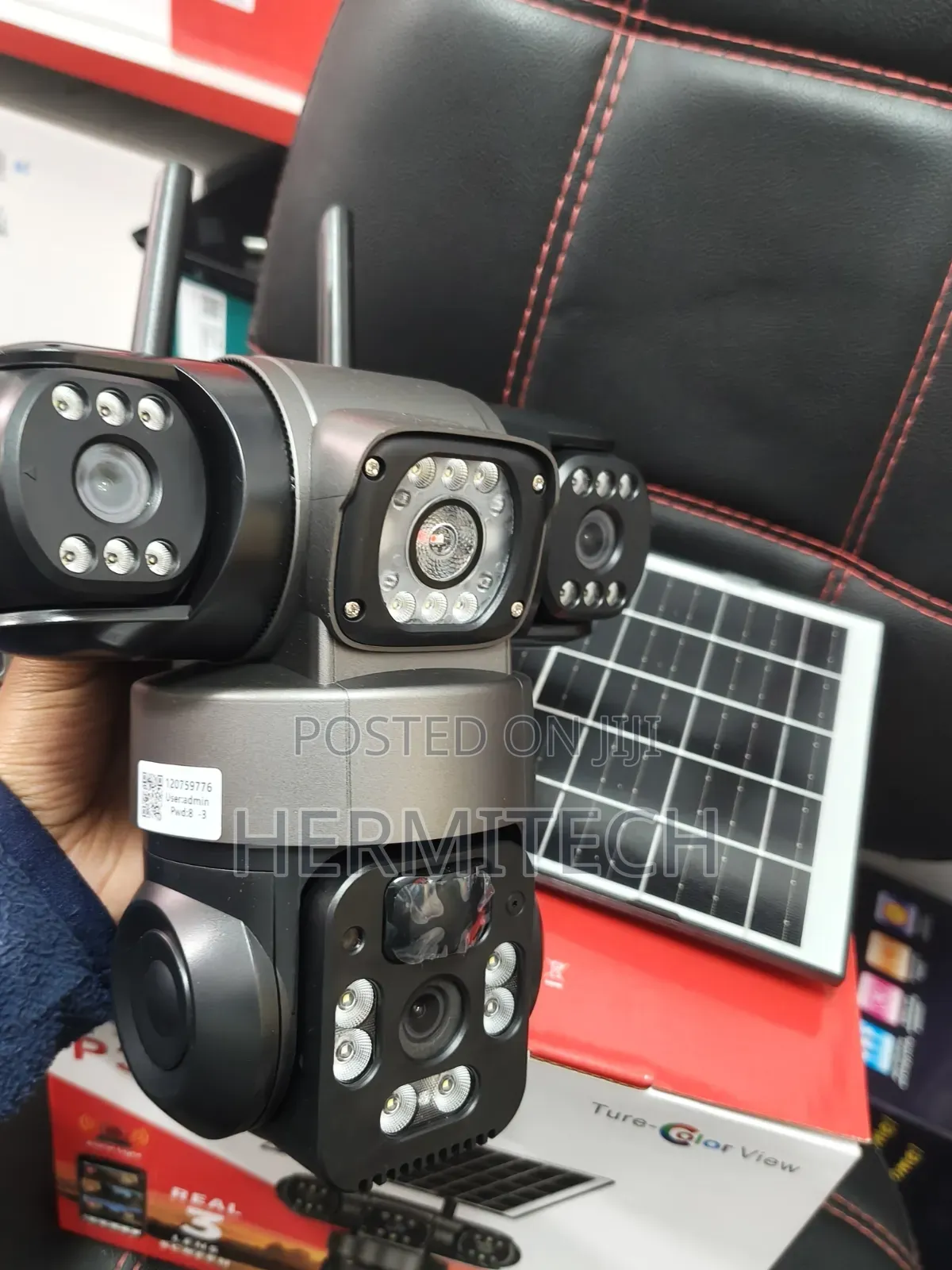 Real 3-Lens Screen Solar Powered Wifi Smart CCTV Outdoor Use