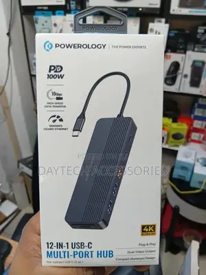 Powerology 12-in-1 Usb-C Hub Pd 100w Adapter With Hdmi