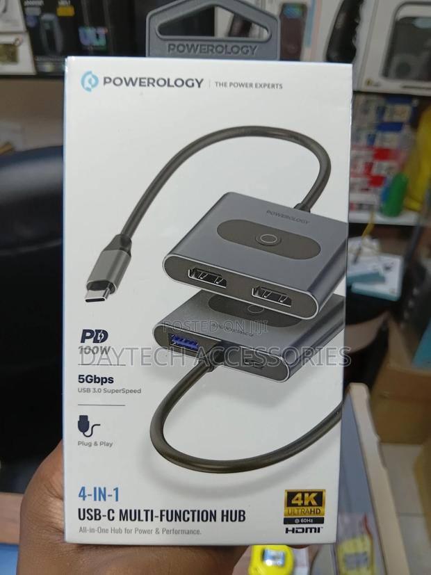 Powerology 4 in 1 Dual Hdmi Usb-C-Multi-Function Hub Pd 100w - thumbnail 2