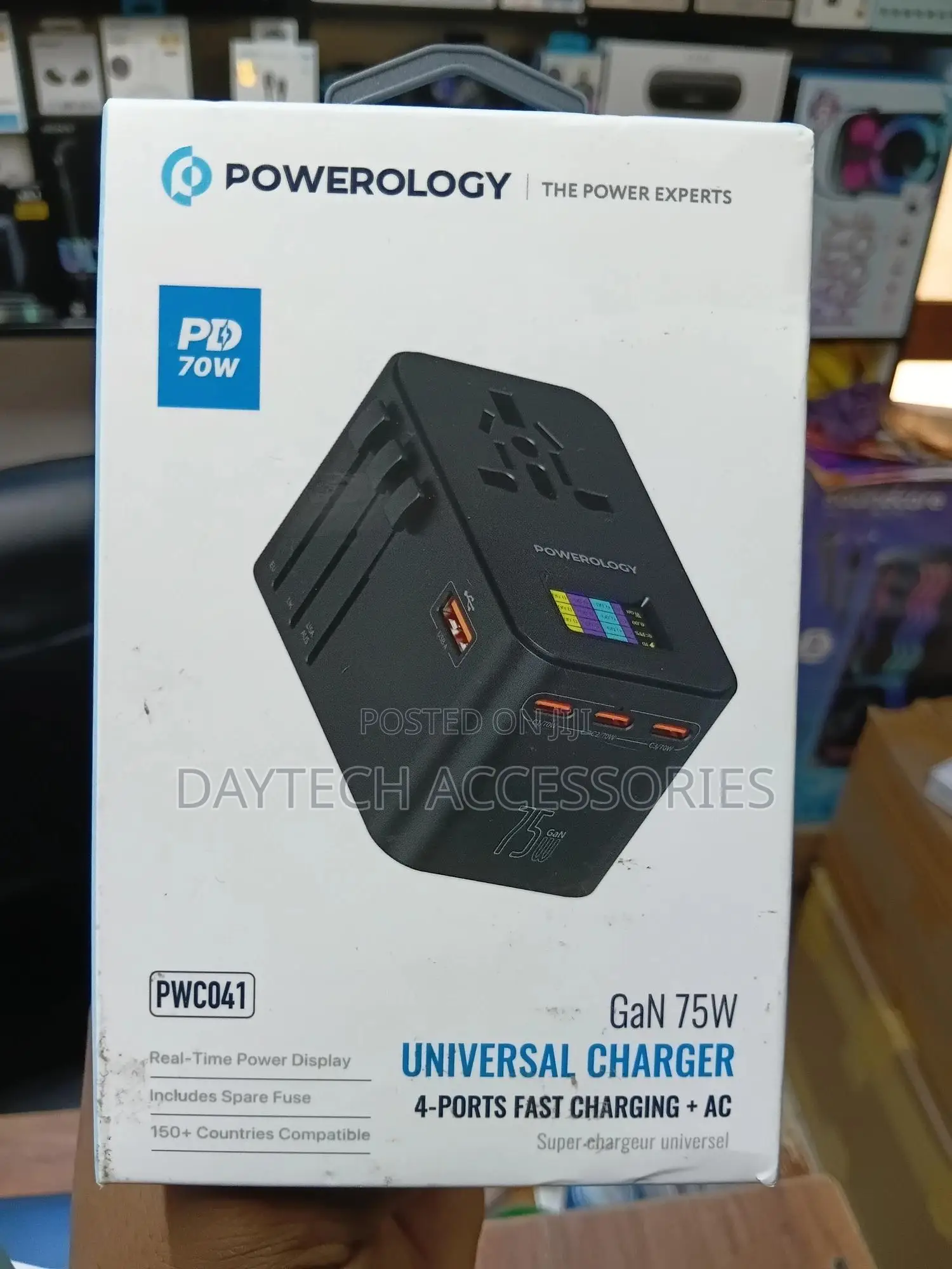 Powerology Gan 75w Universal Travel Charger Adapter (Model: Pwc041).