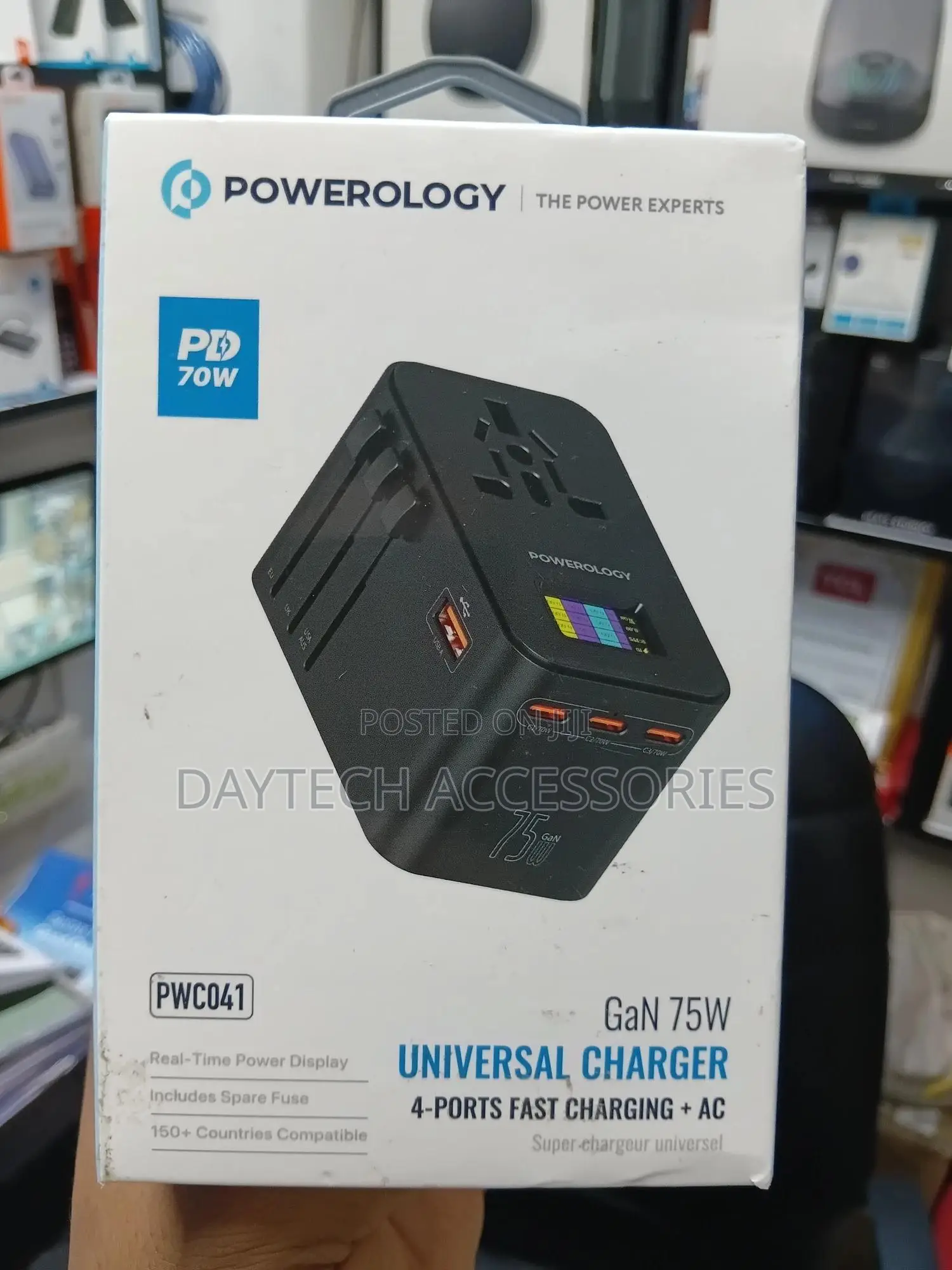 Powerology Gan 75w Universal Travel Charger Adapter (Model: Pwc041).