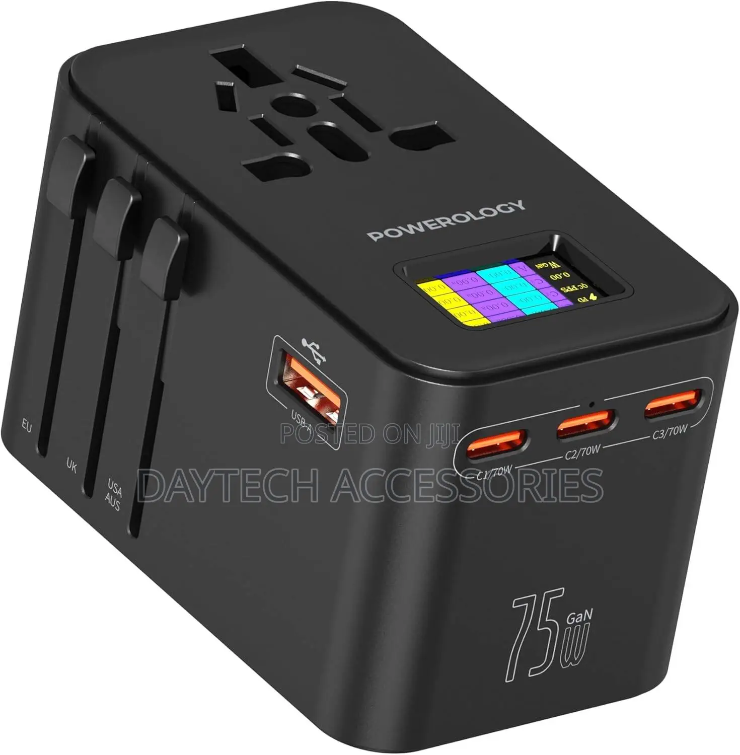 Powerology 75w Universal Travel Charger With Real-Time Power Display