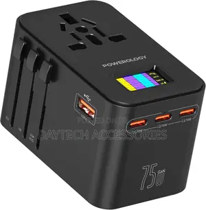 Powerology 75w Universal Travel Charger With Real-Time Power Display