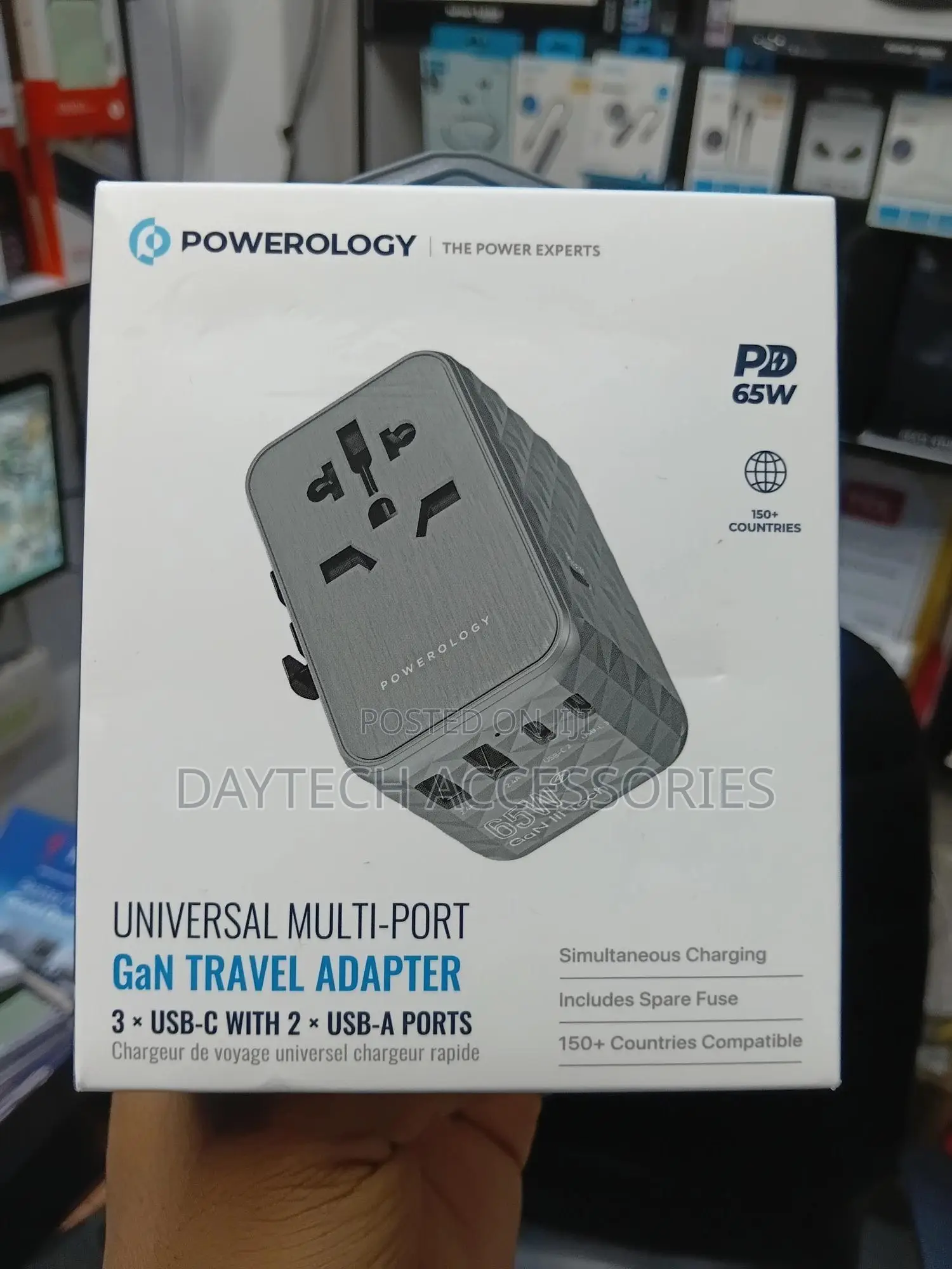 This Is a Powerology 65w Gan Universal Multi-Port Travel Adapter.