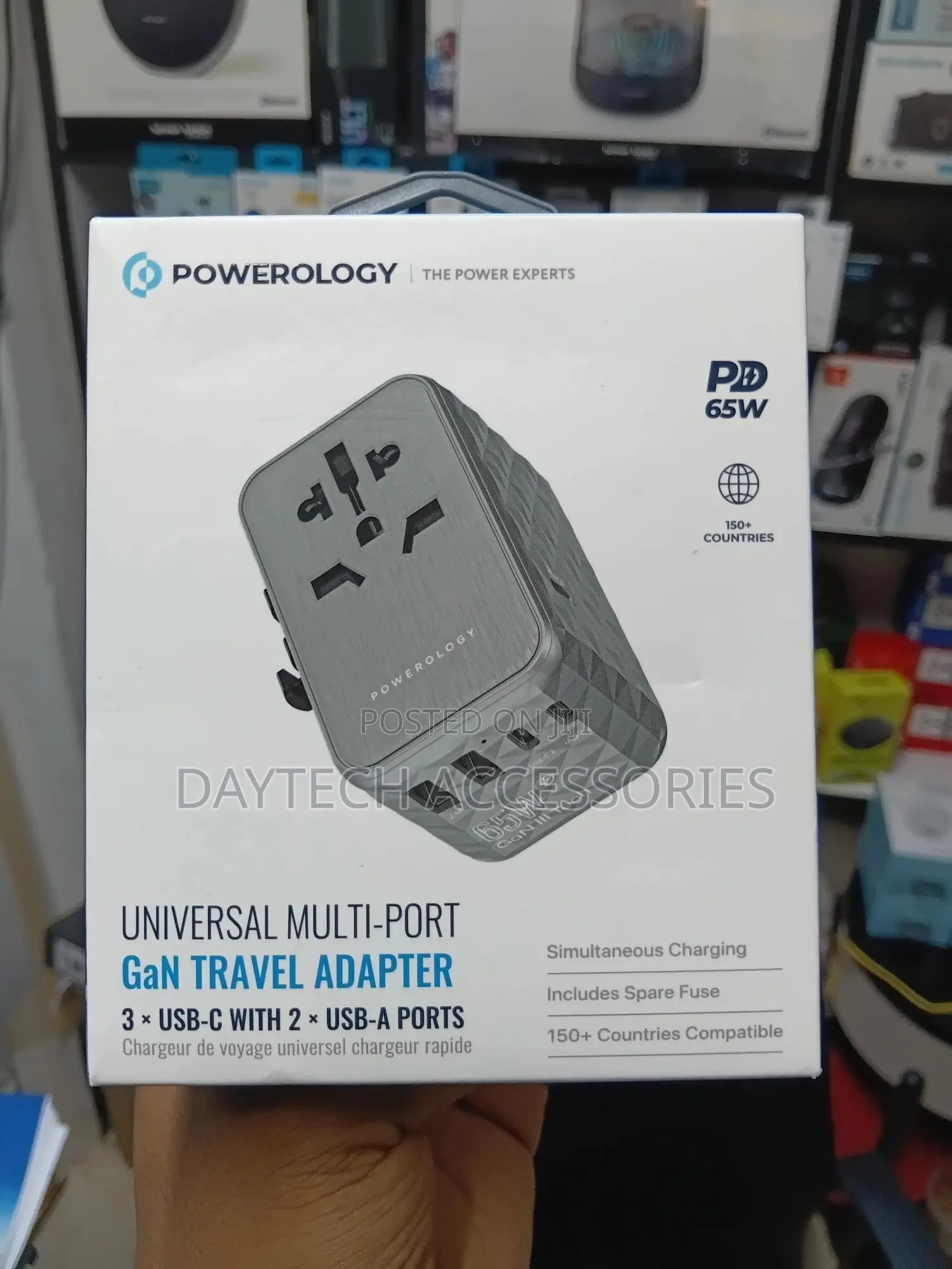 This Is a Powerology 65w Gan Universal Multi-Port Travel Adapter.