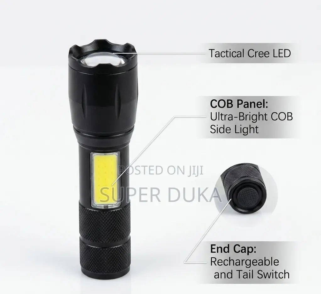 Powerful Usb Rechargeable Cob Led Flashlight+Magnetic Work Light Torch