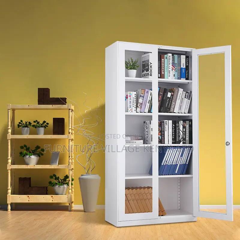2-Swing Glass Door Metallic Document Cabinet