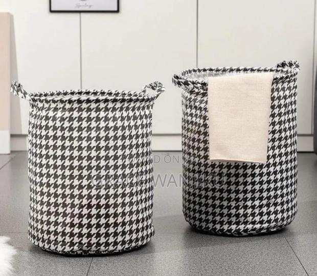 Foldable Houndstooth Laundry Hamper, Modern Fabric Storage Basket