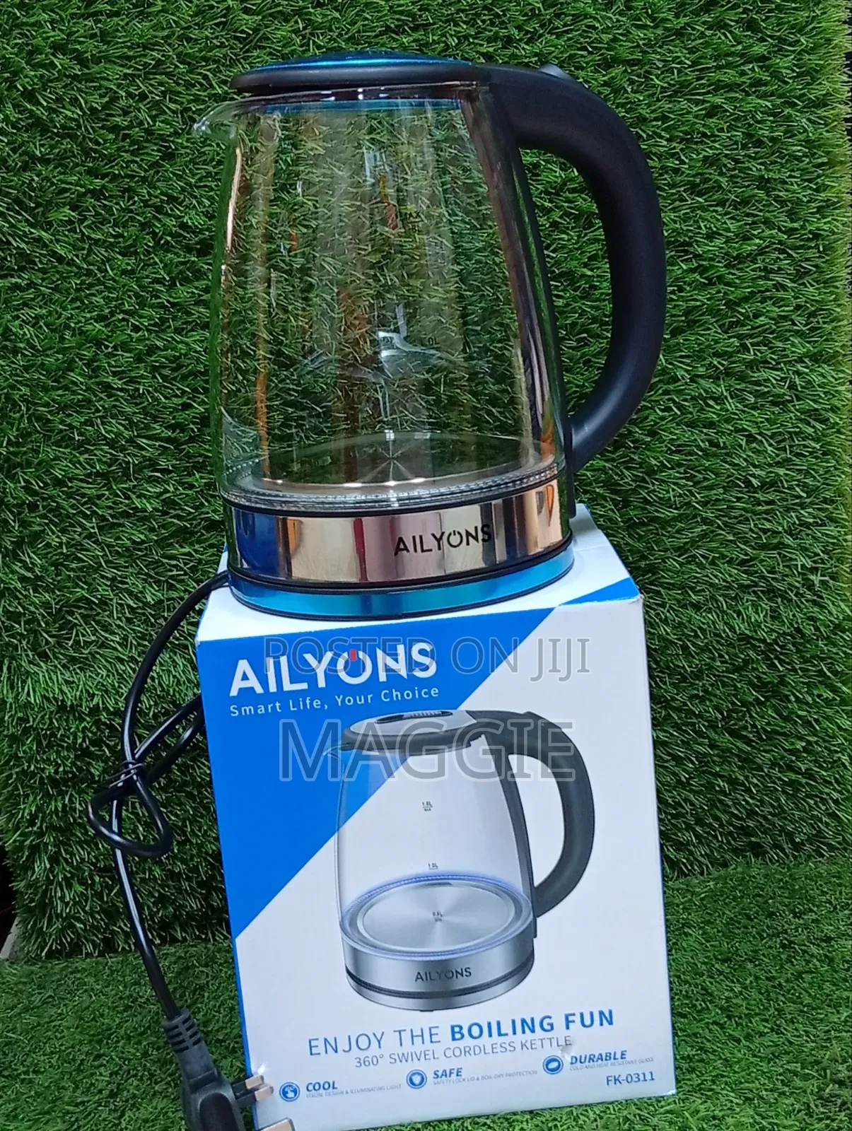 Ailyon Glass Swivel Cordless Kettle Fk-0311