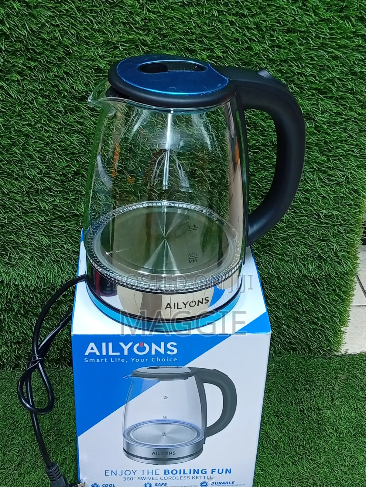 Ailyon Glass Swivel Cordless Kettle Fk-0311