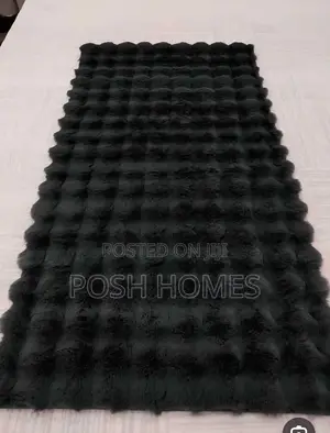 Black Faux Fur Mats Bedside