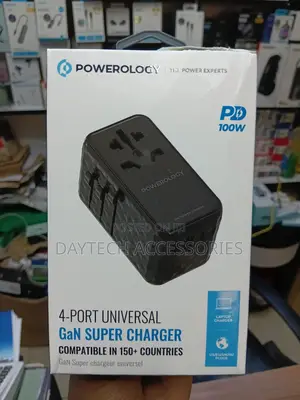 Powerology 4-Port Universal 100w Pd Travel Gan Super Charger