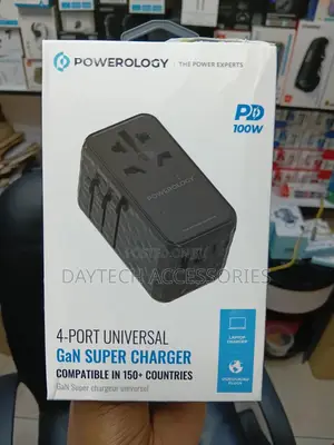 Powerology 4-Port Universal 100w Pd Travel Gan Super Charger