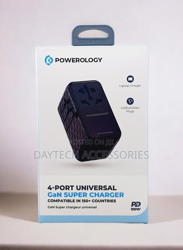 Powerology 4-Port Universal Gan Travel Charger Adapter100w - main view