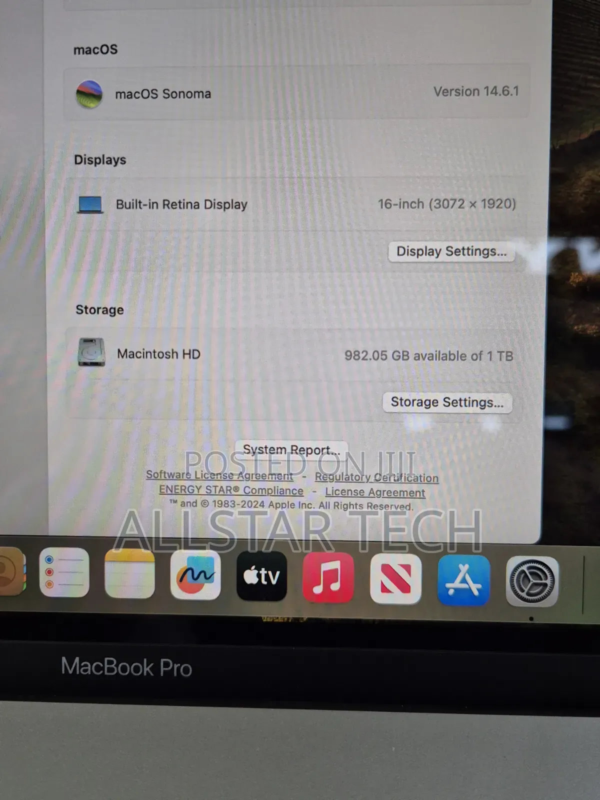 Laptop Apple MacBook Pro 2019 16GB Intel Core i9 SSD 1T