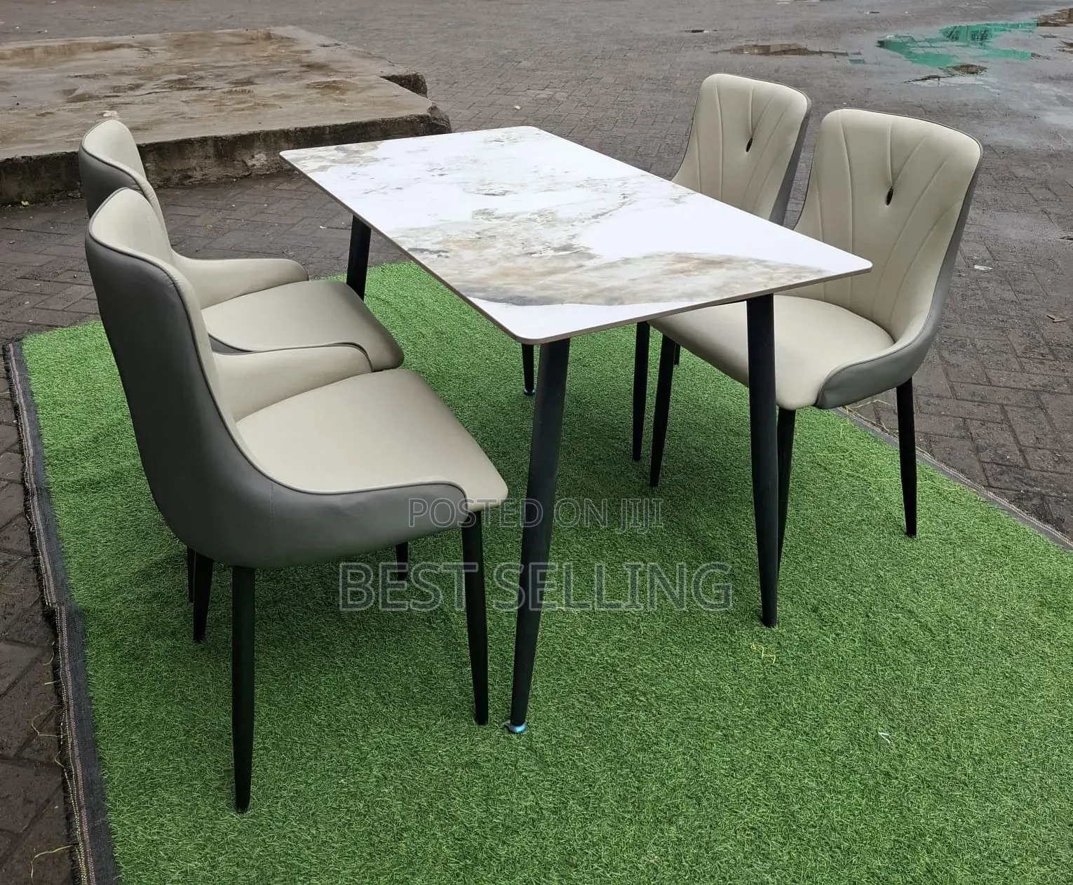 Classic Marble Top 4 Seater Dining Set