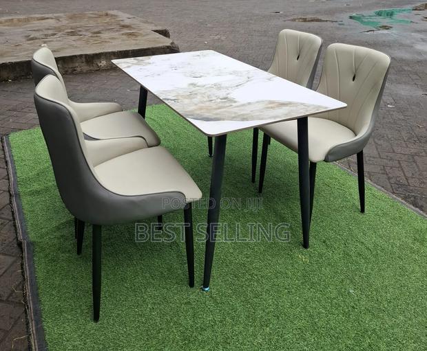 Classic Marble Top 4 Seater Dining Set