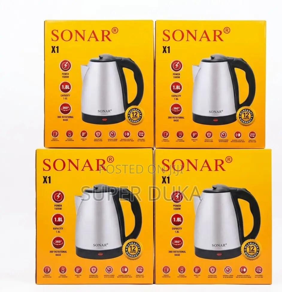 Sonar X1 Electric Kettle 1.8l 1500w Stainless Steel - Fast Auto-Off