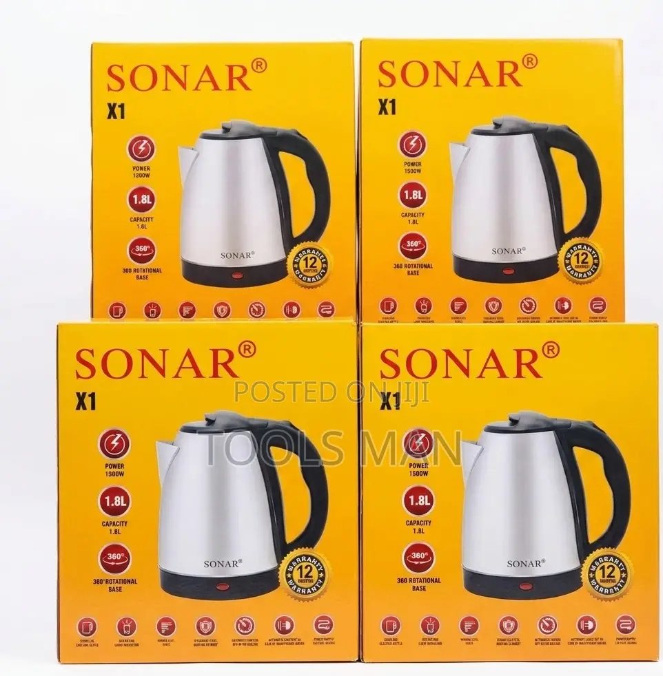 Electric Kettle 1.8l 1500w Stainless Steel -Auto-Off Sonar X1