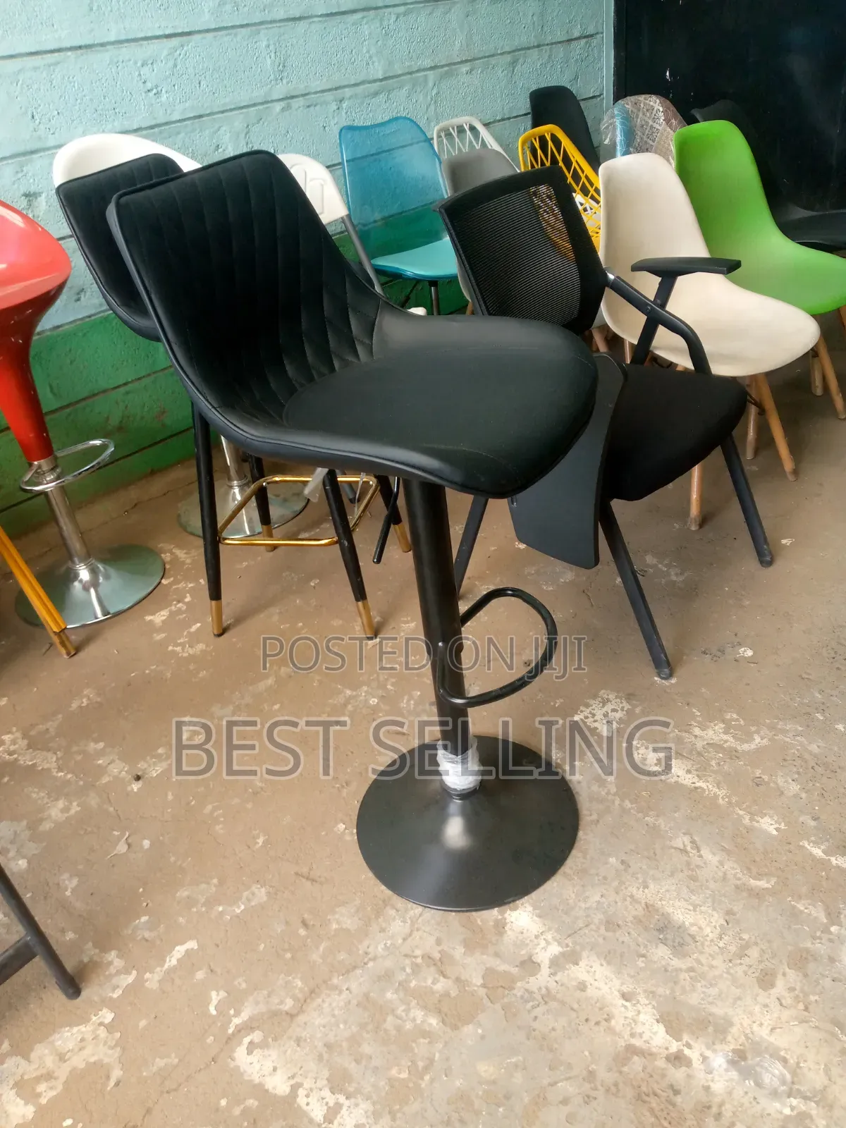 Leathered Adjustable Height Barstool