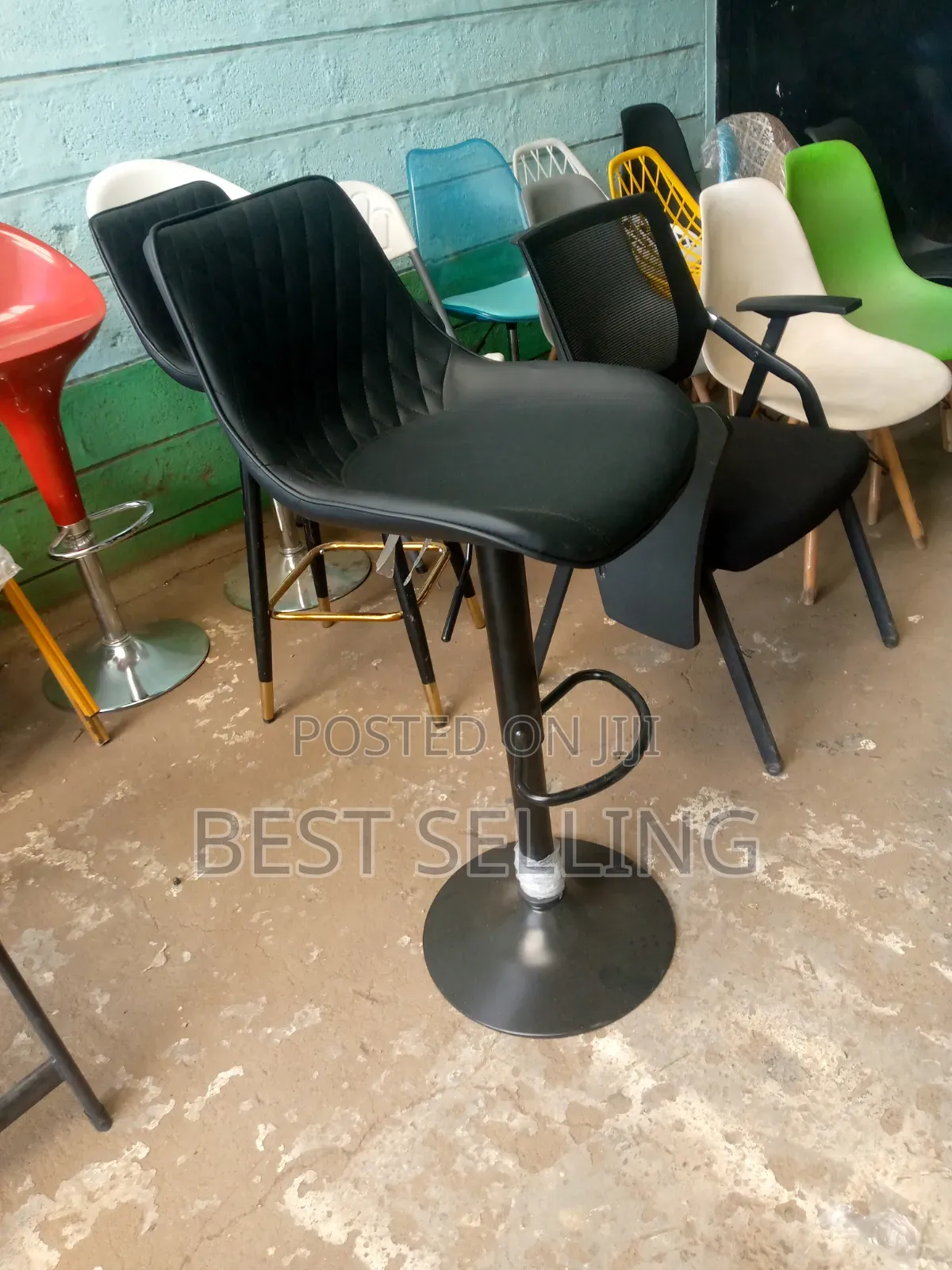 Leathered Adjustable Height Barstool