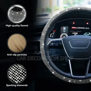 Soft Pu Leather Steering Cover With of Shimmering Crystal Rhinestones