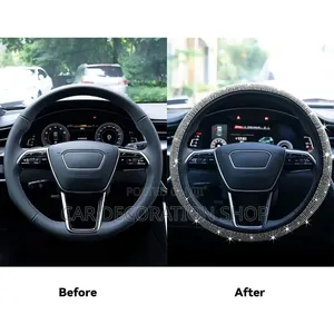 Soft Pu Leather Steering Cover With of Shimmering Crystal Rhinestones