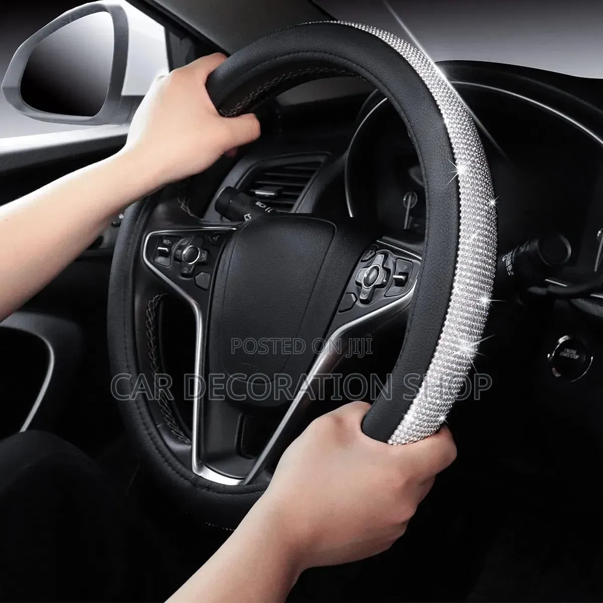 Bling Silver Universal Fit 38cm Steering Wheel Cover