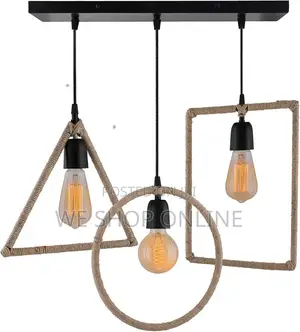 3pcs Hemp Rope Rectangle/Triangle/Round Pendant Lightwith Braided Rope
