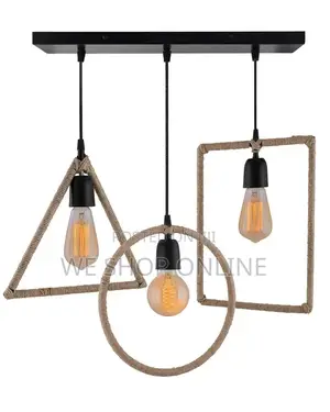 3pcs Hemp Rope Rectangle/Triangle/Round Pendant Lightwith Braided Rope